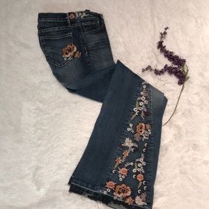 driftwood farrah embroidered flare jeans